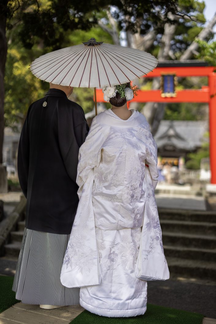 和装　結婚式　白濱神社　伊豆下田　下田市　白浜　白無垢　袴　家族写真